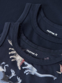 NAME IT 2-Pak Tank Toppe Navy Dino